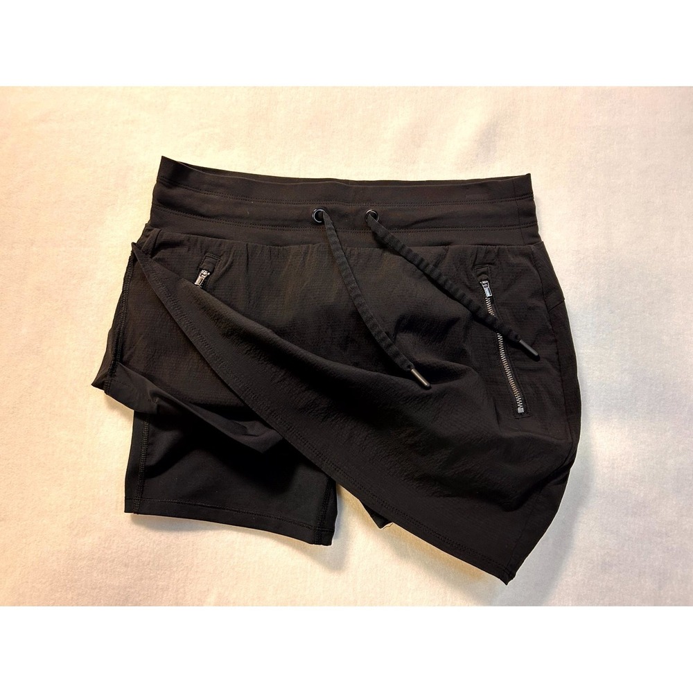 Athleta Trekkie North Skort Shorts + Skirt Black Size 4 Zip Pockets Drawstring - Picture 4 of 16
